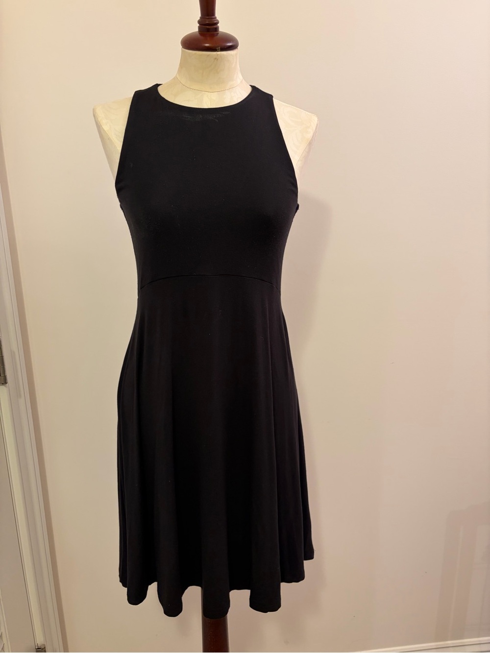 Athleta Black Sleeveless Mini Fit-and-Flare Dress